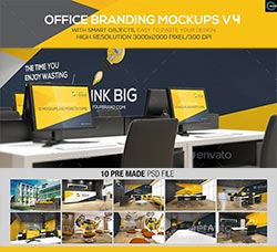 公司内部品牌展示模型：Office Branding Mockups V4